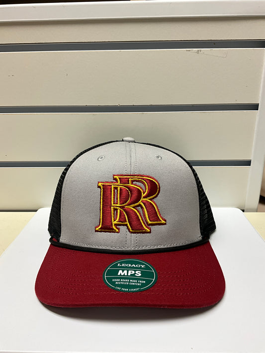 Gray RR Hat with Black Paracord and Red Brim