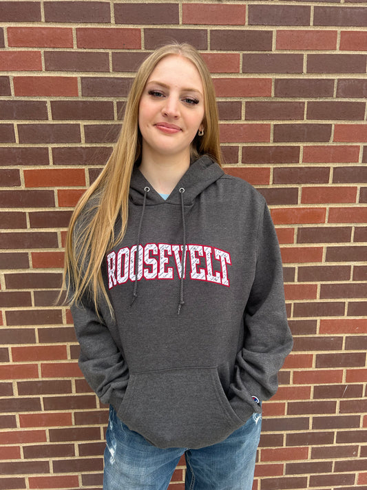 Sweatshirt-Hooded Champion Patch-Granite