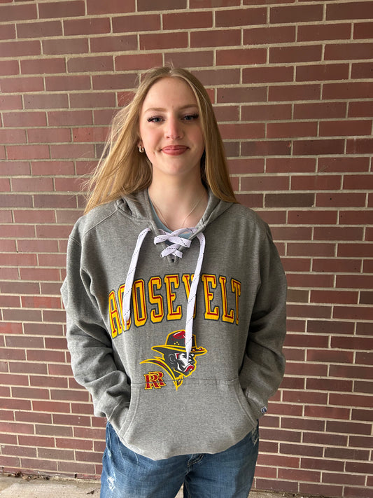 Sweatshirt-Hockey Style Hoodie - Grey