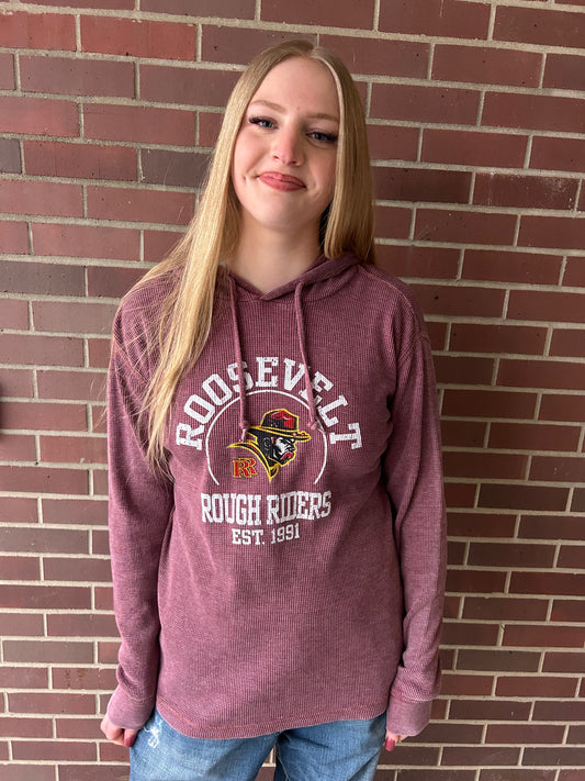 T-Shirt Hoodie-Waffle Weave-Red